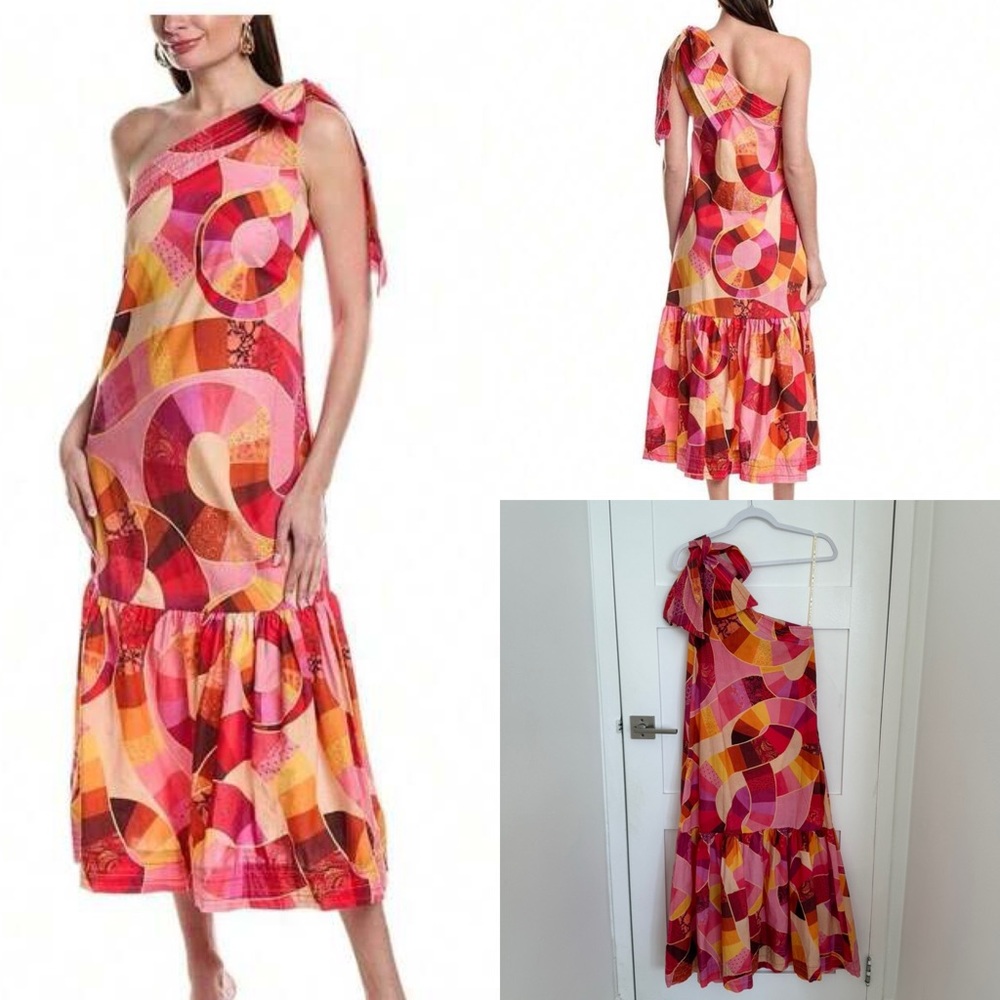 Farm Rio Vibrant Pink One-Shoulder Dress